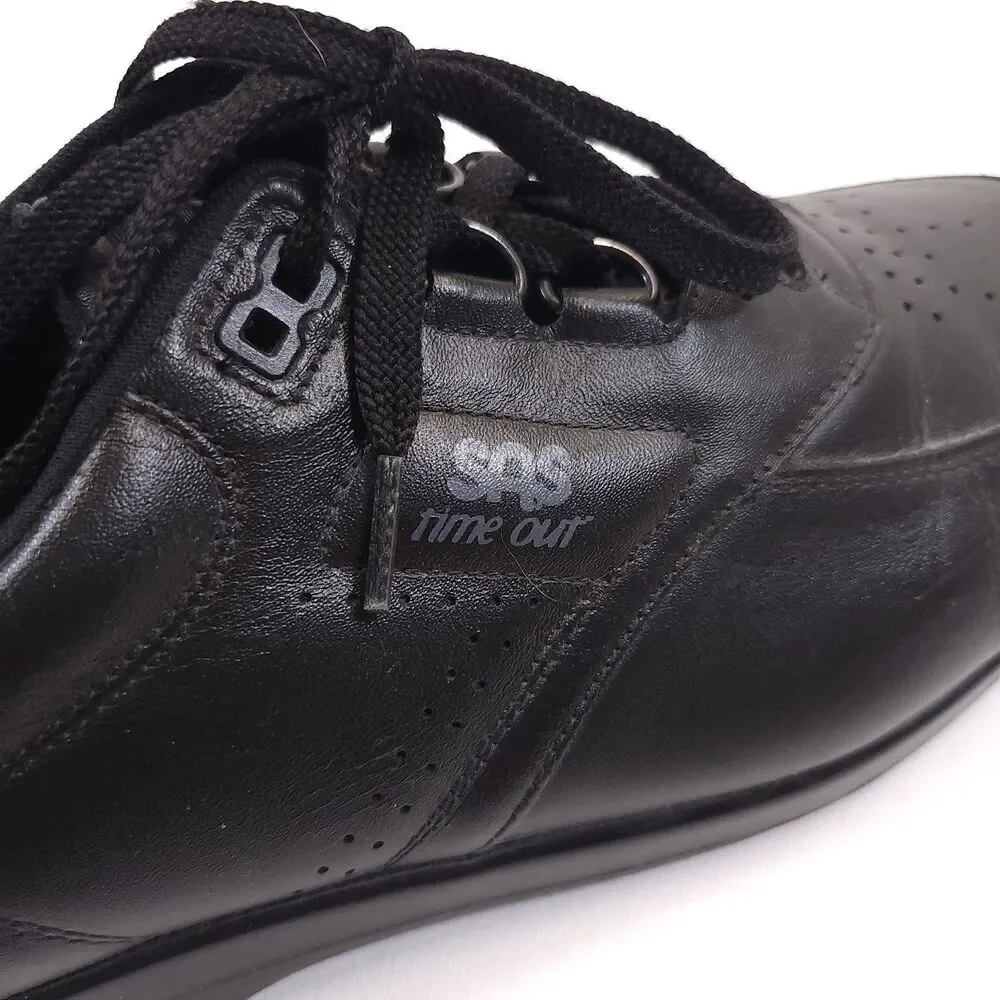 SAS Time Out Mens 12 M Black Leather Walking Shoes Comfort Lace Up Made In USA